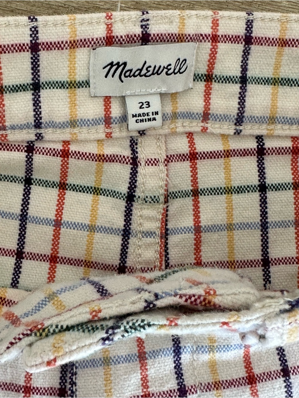 Madewell Emmett Wide-Leg Patch Pocket Crop Pants in Rainbow Windowpane size 23 - Picture 6 of 10